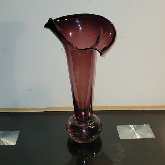 VINTAGE 1970S ITALIAN MADE ART GLASS VASE 8x16" - Picture 1 of 10